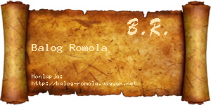 Balog Romola névjegykártya